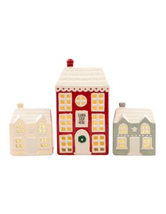 Set of 3 Light Up LED Christmas Houses CV_55922