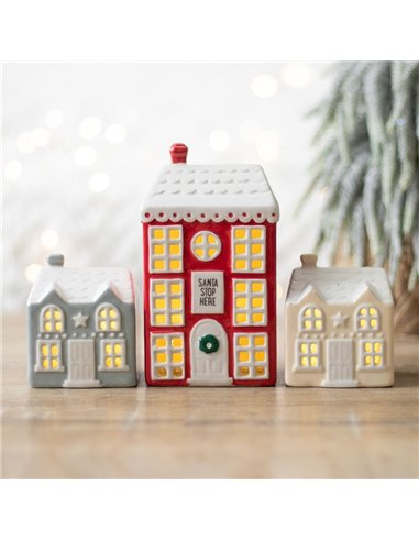 Set of 3 Light Up LED Christmas Houses CV_55922