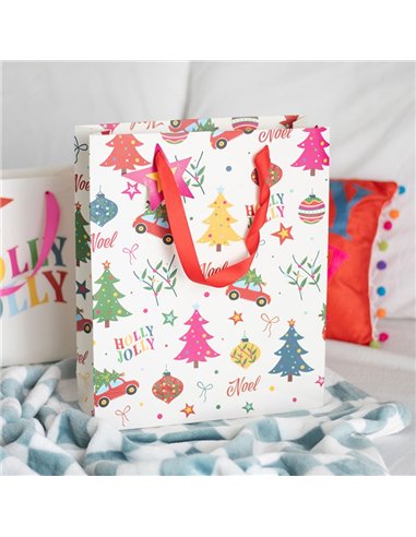 23cm Nostalgic Christmas Print Gift Bag NC_12626
