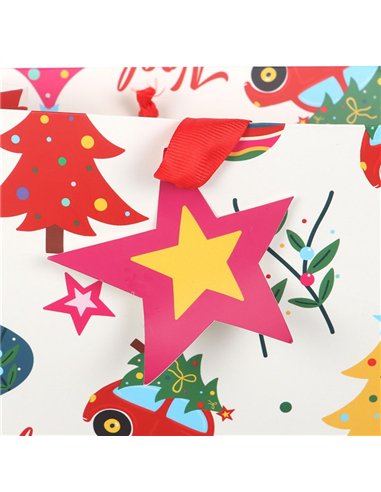 23cm Nostalgic Christmas Print Gift Bag NC_12626