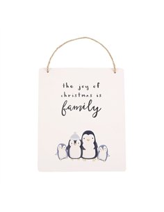 Joy of Christmas Penguin Family Hanging Sign PG_57824