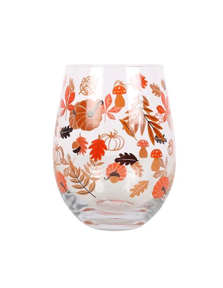 Autumn Leaves and Pumpkins Stemless Glass AL_64224 - pic 140610 | FastDaddyshop