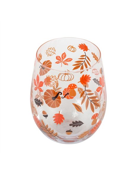 Autumn Leaves and Pumpkins Stemless Glass AL_64224 - pic 140611 | FastDaddyshop