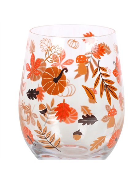 Autumn Leaves and Pumpkins Stemless Glass AL_64224 - pic 140612 | FastDaddyshop