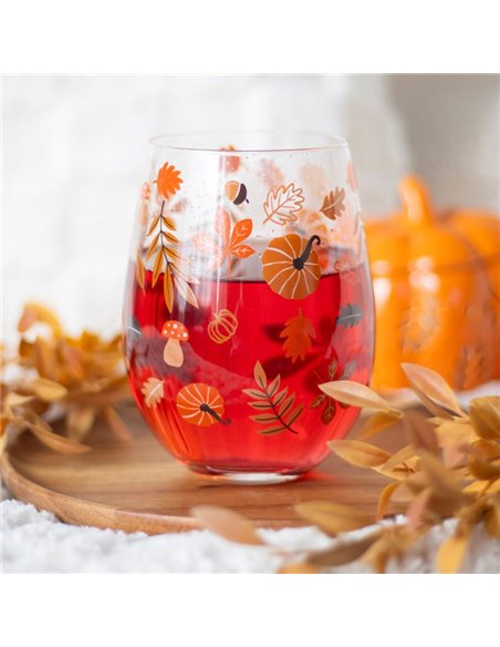 Autumn Leaves and Pumpkins Stemless Glass AL_64224 - pic 140615 | FastDaddyshop