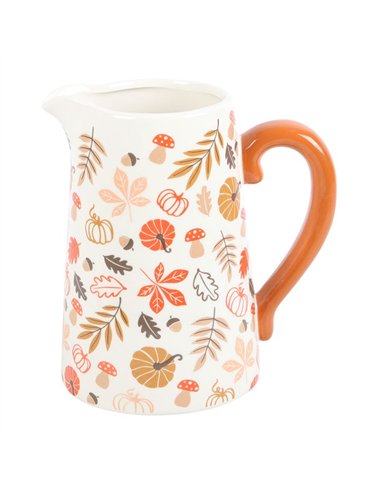 17cm Autumn Leaves and Pumpkins Ceramic Flower Jug AL_64324