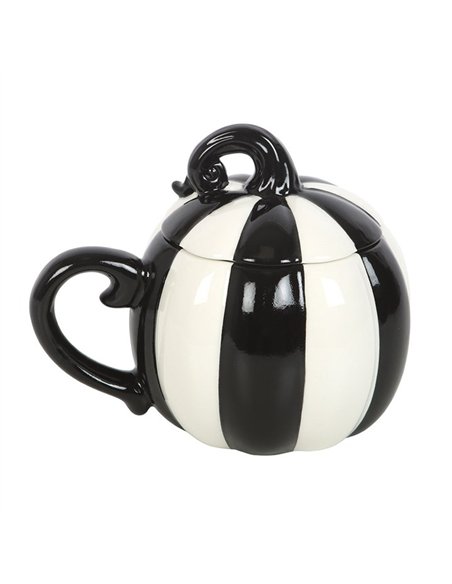 Black and White Striped Pumpkin Lidded Mug BJ_21726 - pic 140640 | FastDaddyshop