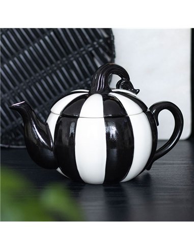 Black and White Striped Pumpkin Teapot BJ_21826