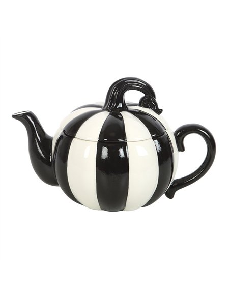 Black and White Striped Pumpkin Teapot BJ_21826 - pic 140645 | FastDaddyshop