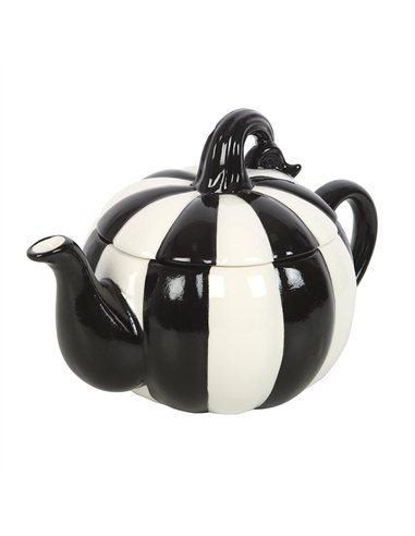 Black and White Striped Pumpkin Teapot BJ_21826