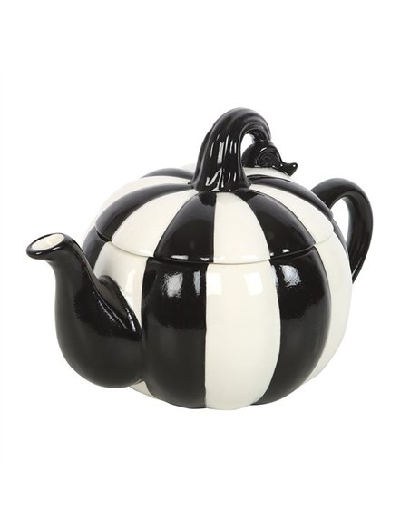 Black and White Striped Pumpkin Teapot BJ_21826 - pic 140646 | FastDaddyshop