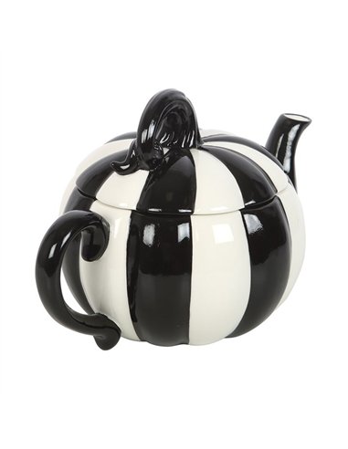 Black and White Striped Pumpkin Teapot BJ_21826