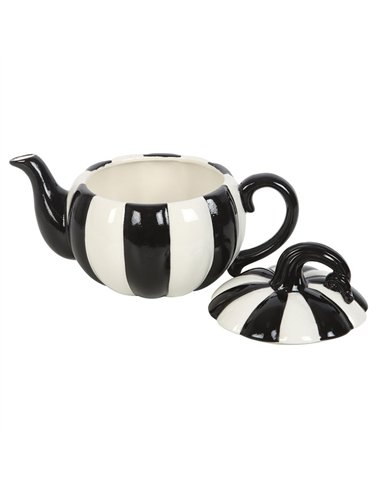 Black and White Striped Pumpkin Teapot BJ_21826