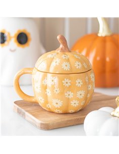 Groovy Floral Pumpkin Lidded Mug GR_73725 2