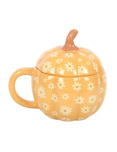 Groovy Floral Pumpkin Lidded Mug GR_73725