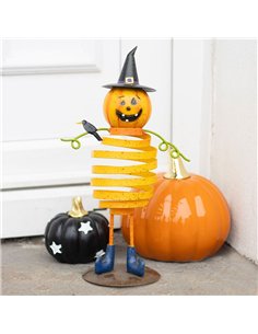 Orange Metal Pumpkin Man Ornament with Spring Body HA_46126 2