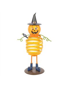 Orange Metal Pumpkin Man Ornament with Spring Body HA_46126