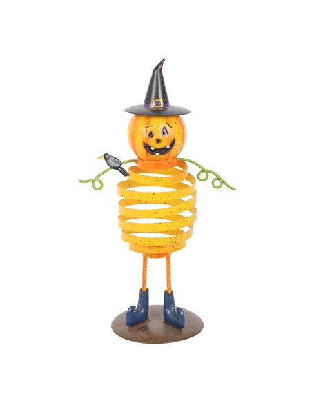 Orange Metal Pumpkin Man Ornament with Spring Body HA_46126 - pic 140711 | FastDaddyshop