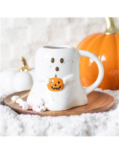 Ghost Shaped Mug with Pumpkin PB_60324