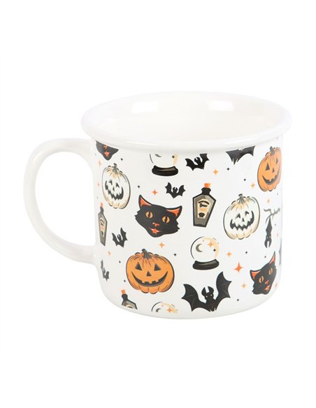 Spooky Cat and Pumpkin Print Mug PD_52924 - pic 140727 | FastDaddyshop