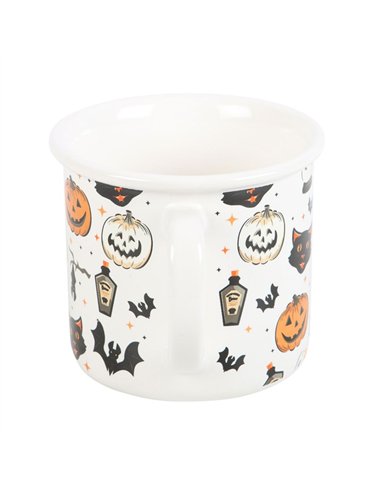 Spooky Cat and Pumpkin Print Mug PD_52924
