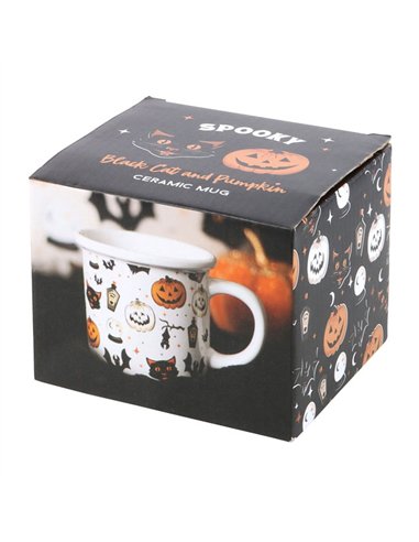 Spooky Cat and Pumpkin Print Mug PD_52924