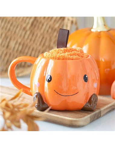 Cute Smiling Pumpkin Mug and Socks Set PK_22826