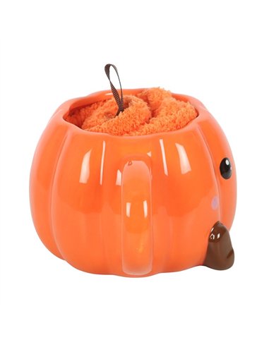Cute Smiling Pumpkin Mug and Socks Set PK_22826