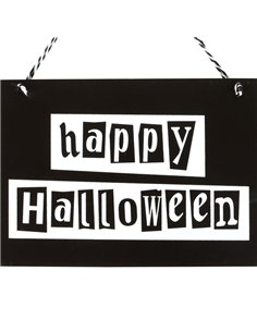 Black and White Happy Halloween Hanging Sign BJ_55824 2