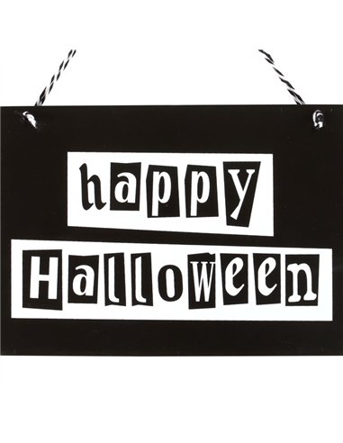 Black and White Happy Halloween Hanging Sign BJ_55824