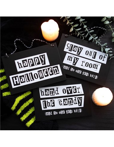 Black and White Happy Halloween Hanging Sign BJ_55824