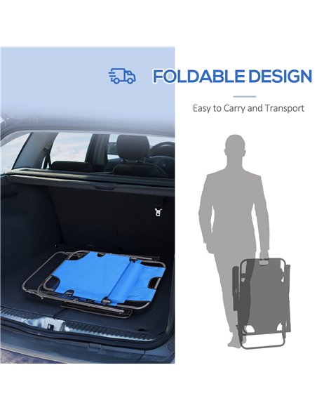 Outsunny 2 in 1 Sun Lounger Folding Reclining Chair Garden Outdoor Camping Adjustable Back with Pillow (Blue) - pic 14090 | FastDaddyshop