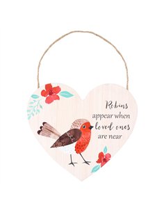 Loved Ones Winter Robin Hanging Heart Sign WR_35931