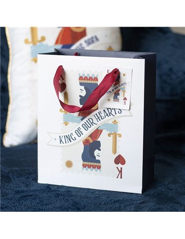 23cm Medium King of Our Hearts Playing Card Gift Bag KD_82325