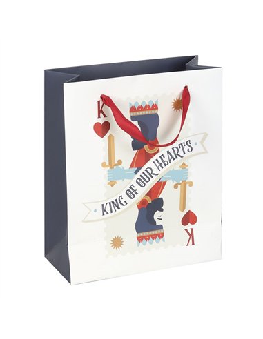 23cm Medium King of Our Hearts Playing Card Gift Bag KD_82325