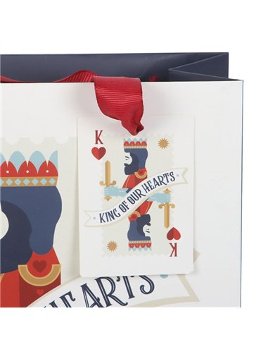 23cm Medium King of Our Hearts Playing Card Gift Bag KD_82325