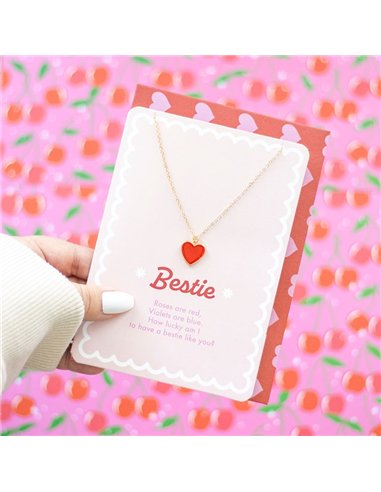 Bestie Enamel Heart Necklace Greeting Card LS_33125