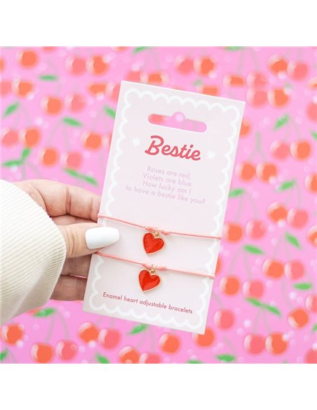 Pair of Besties Enamel Heart Charm Bracelets LS_33225 - pic 141079 | FastDaddyshop
