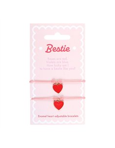 Pair of Besties Enamel Heart Charm Bracelets LS_33225
