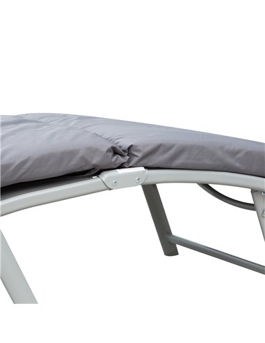 Outsunny Outdoor Patio Sun Lounger Garden Texteline Foldable Reclining Chair Pillow Adjustable Recliner with Cushion - Grey