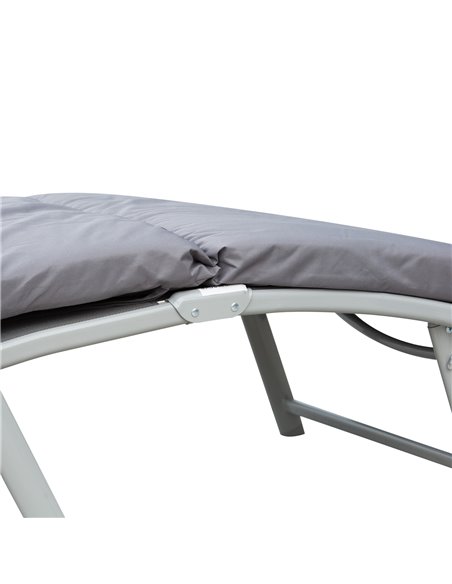 Outsunny Outdoor Patio Sun Lounger Garden Texteline Foldable Reclining Chair Pillow Adjustable Recliner with Cushion - Grey - pic 14109 | FastDaddyshop