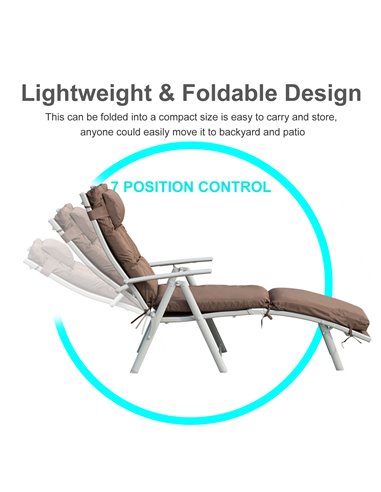 Outsunny Outdoor Patio Sun Lounger Garden Texteline Foldable Reclining Chair Pillow Adjustable Recliner with Cushion - Brown