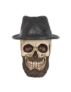 Skull Ornament with Trilby Hat SK_12824 2