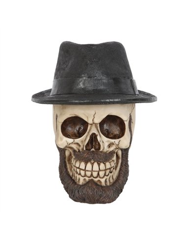 Skull Ornament with Trilby Hat SK_12824