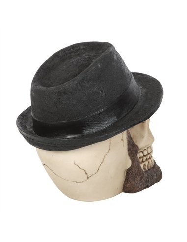 Skull Ornament with Trilby Hat SK_12824
