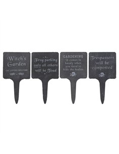 Set of 4 Slate Gothic Garden Signs GT_36122