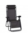 Outsunny Folding & Reclining Outdoor Sun Lounger with Head Pillow, Black