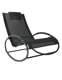 Outsunny Rocking Chair Sun Lounger Recliner with Pillow, Black