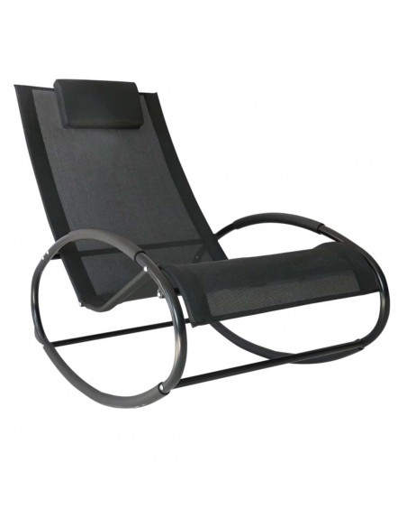 Outsunny Rocking Chair Sun Lounger Recliner with Pillow, Black - pic 14129 | FastDaddyshop