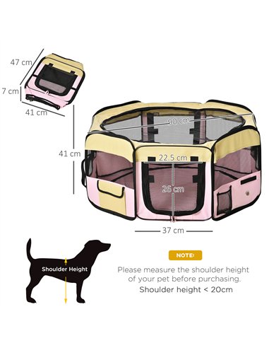 PawHut Fabric Pet Whelping Box Dog Cat Puppy Playpen Rabbit Guinea Pig Play Pen in Pink With Carry Bag Small Dia 90 x 41Hcm